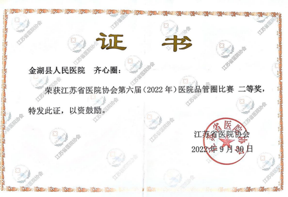 2022年江苏省“第六届医院品管圈比赛”