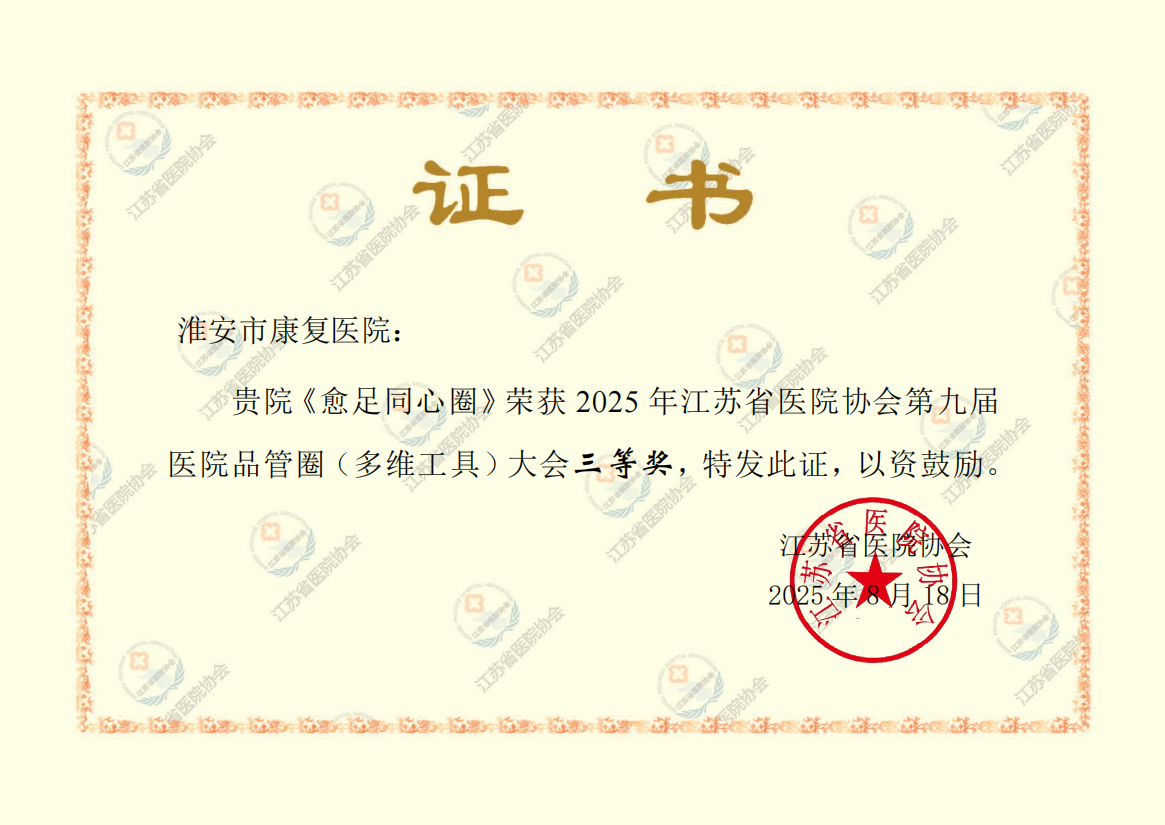 2025年江苏省医院协会第九届医院品管圈(多维工具)大会三等奖